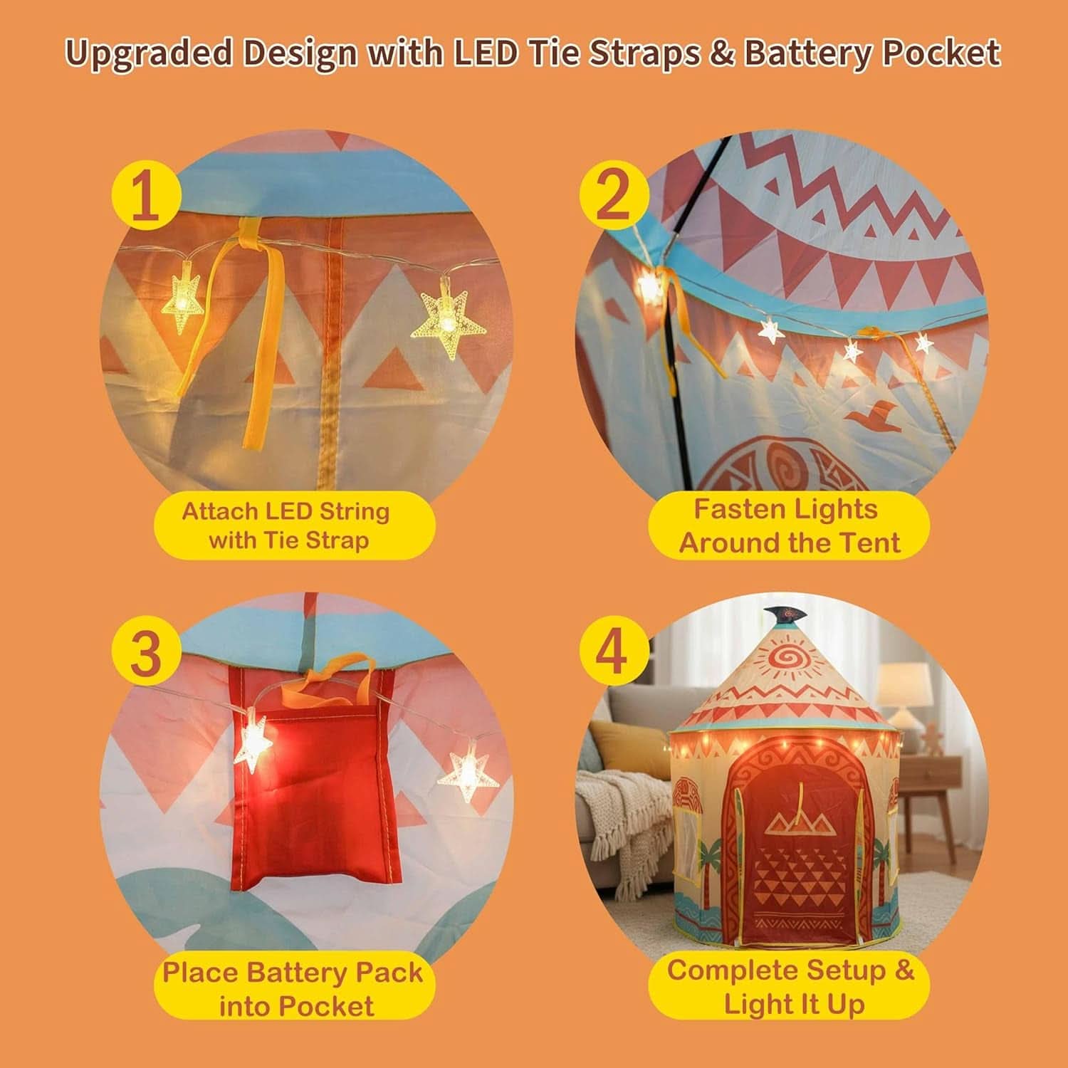 53Inch Oversized Island Themed PopUp Tent LED Lights-3