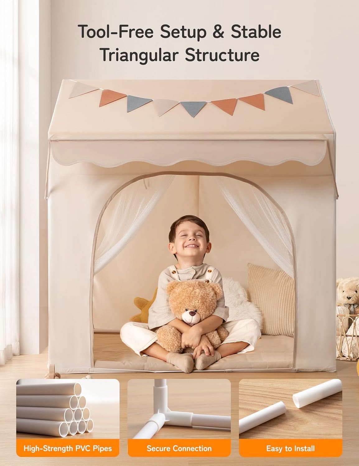 Kids Play Tent Multi functional Eave 51X35X47 Inches-4