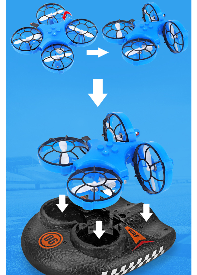A150 Upgraded Mini Drone with RC Car and Hovercraft