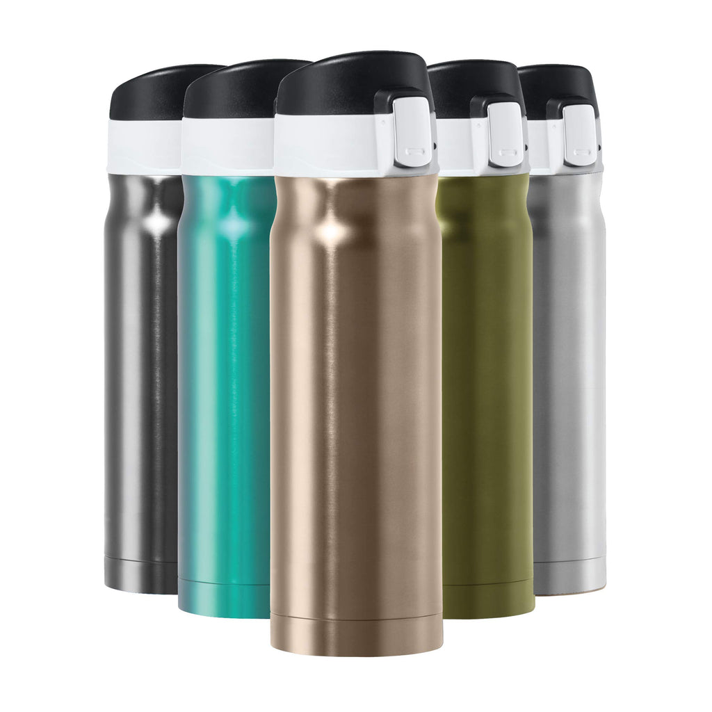 OGGI Caliber Stainless Steel Travel Water Bottle- Insulated Coffee Mug Metal Water Bottle Sports Bottle Water Flask Travel Bottles 17oz Champagne