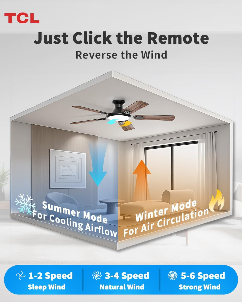52 Inch Low Profile Matte Black Ceiling Fan LEDLight-2