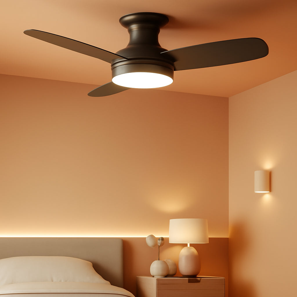 30 Inch Black Ceiling Fan Energy Efficient Remote Control-0