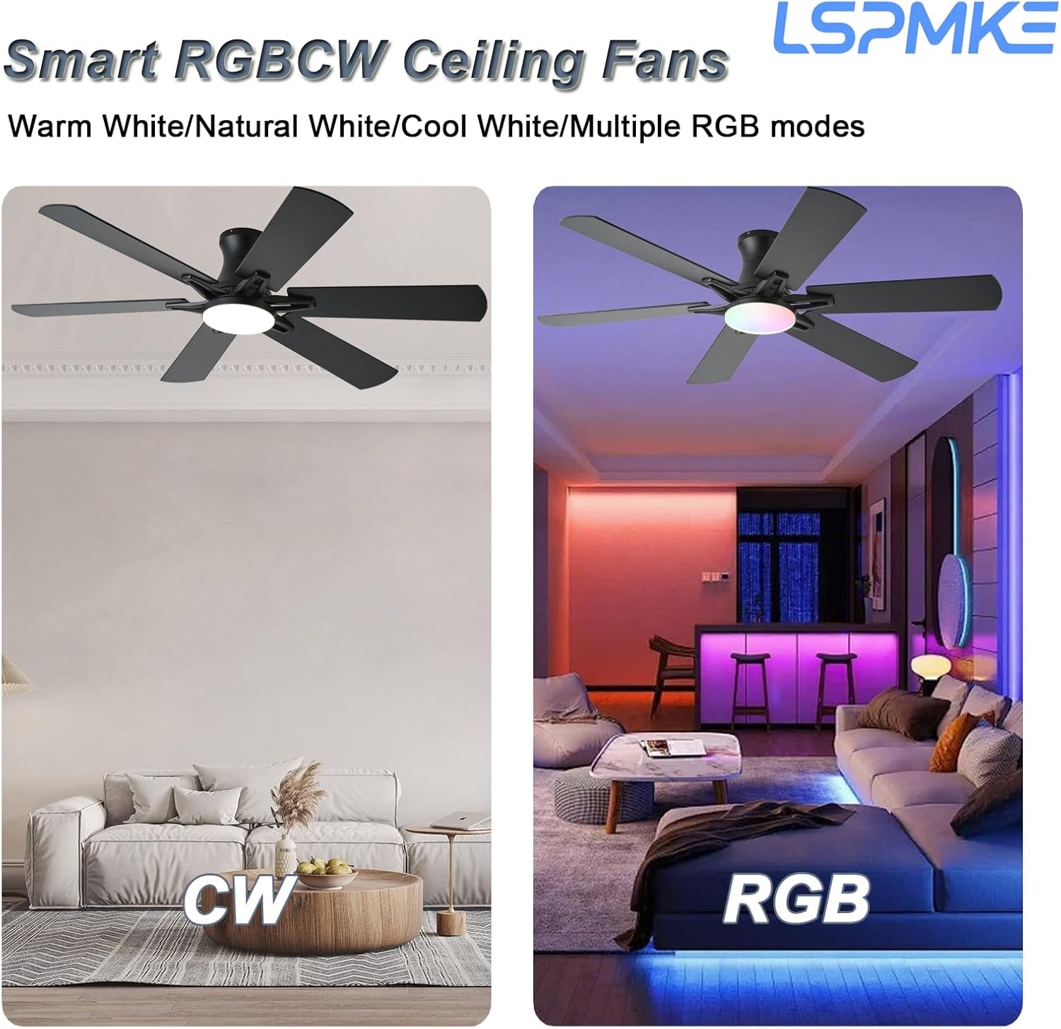 52 Inch Black Ceiling Fan Energy Efficient Dimmable-2