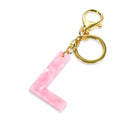 Junyuerly Gold Initial Key Chain Pink Acetate Letter Pendant Key Ring Backpack Accessories for Girls (Pink letter L)