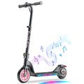 Fanttikride C10 Apex Electric Scooter for Kids 3.9-5.2 ft Tall Bluetooth Speaker LED Display 5/8/10 MPH 6.5 Miles Range Up to 50 mins Adjustable Height Type C Charging Foldable Scooter (Pink)