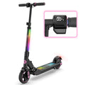 EVERCROSS EV06C Foldable Electric Scooter for Kids Ages 6-12 Up to 9.3 MPH & 5 Miles LED Display Colorful LED Lights Lightweight (Black Pink)