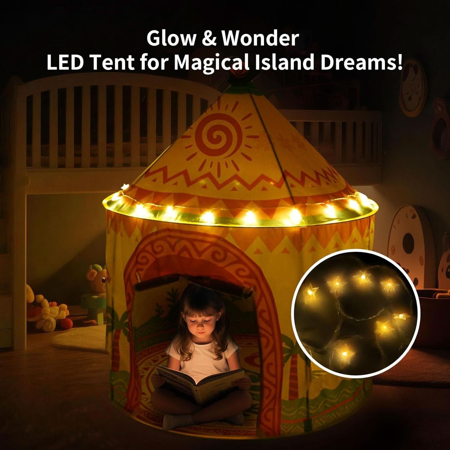 53Inch Oversized Island Themed PopUp Tent LED Lights-4
