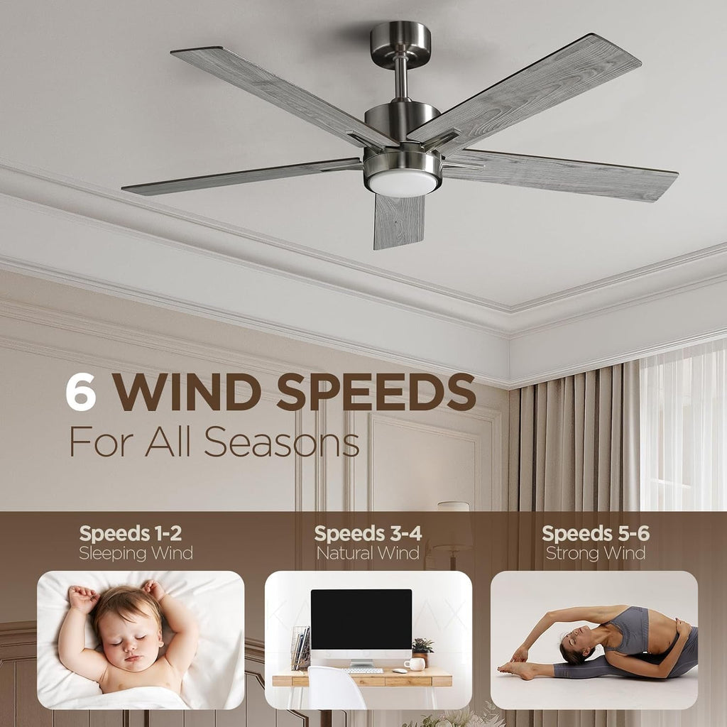 52 Inch Brushed Nickel Ceiling Fan Remote Controlled-3