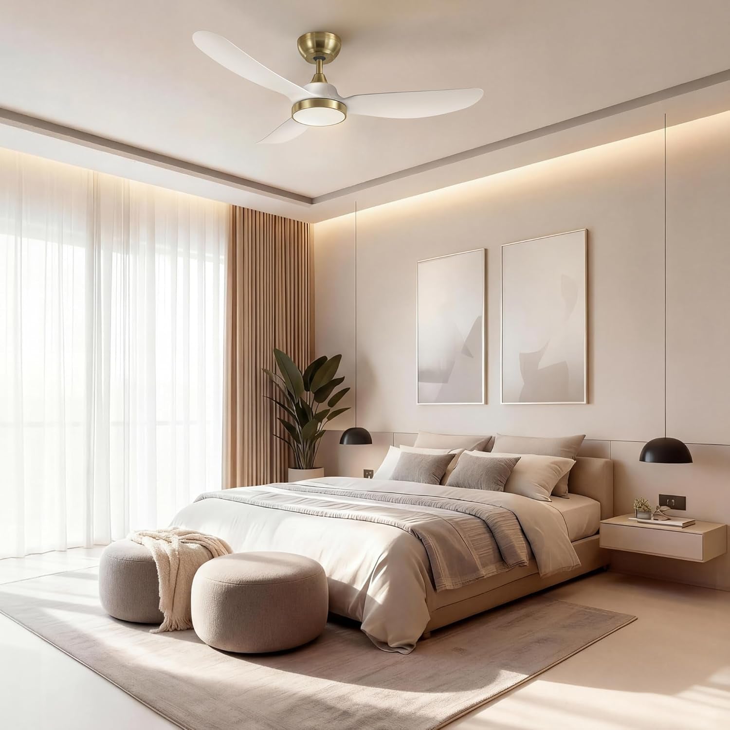 Forty Two Inches Contemporary Ceiling Fan With Dimmable LED-1