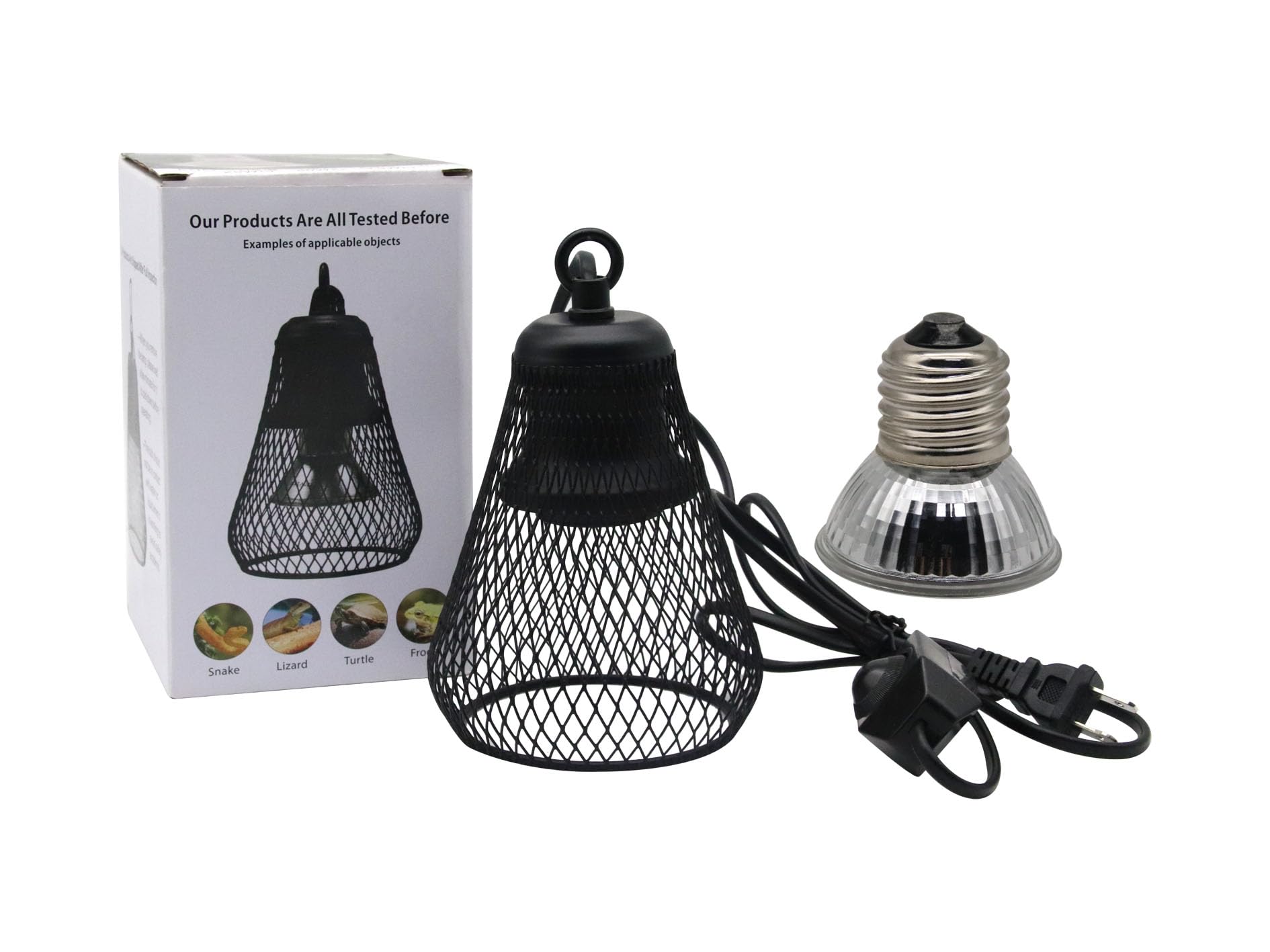 Lucky Farm Heating Lampshade Reptile Anti-Scald Heater Guard with 25W UVA+UVB Heating Lamps for Terrarium Chameleon Lizards Snakes
