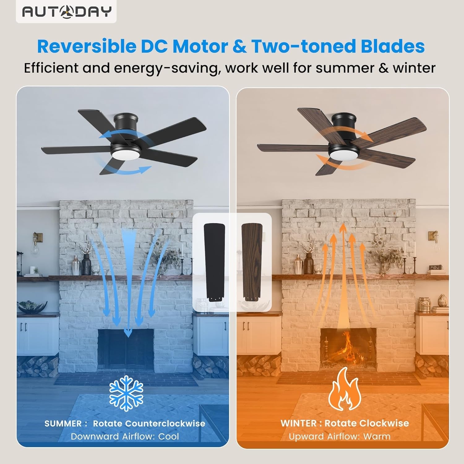 42Inch Black Energy Efficient Ceiling Fan With Light-3