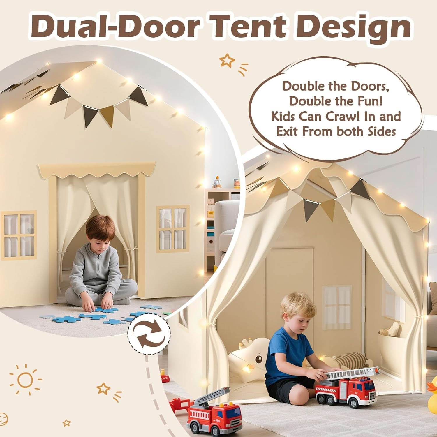 Kids Play Tent Oversized 53By40By51 Inches Dual Doors-1