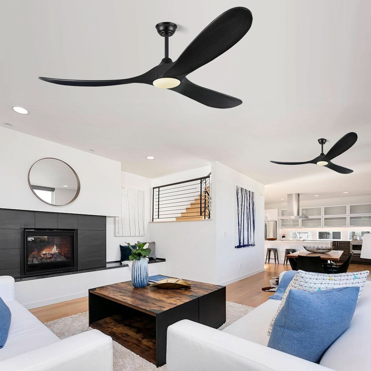 52Inch Matte Black Ceiling Fan Indoor Outdoor Low Noise-1