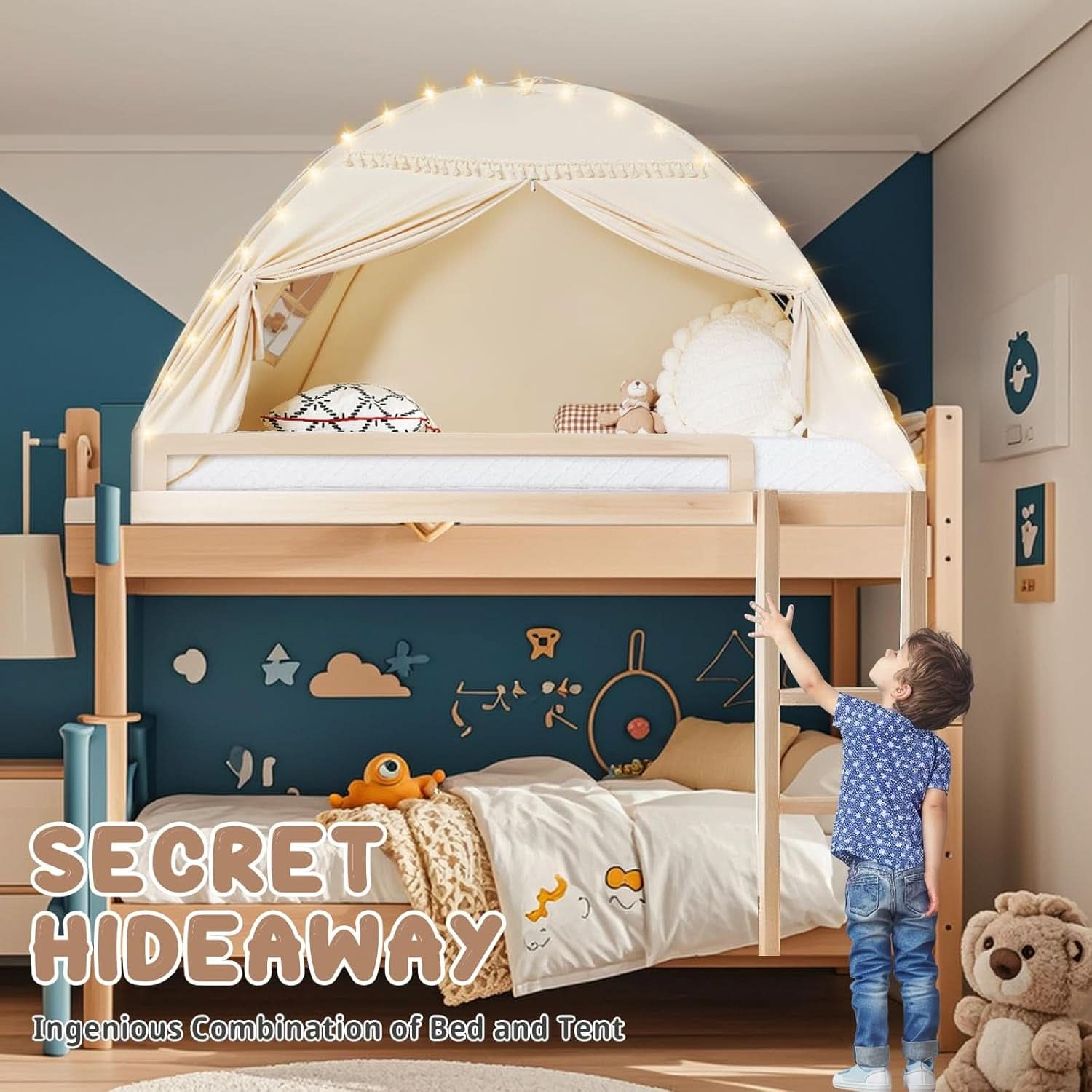 Golden Beige Premium Toddler Canopy Bed Tent Privacy-1