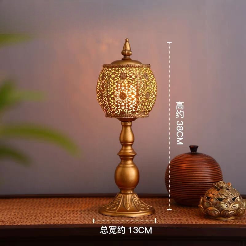 Vintage Moroccan Gold Lattice Candle Holder-6