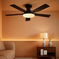 52 Inches Black Ceiling Fan Noiseless Remote Control-0