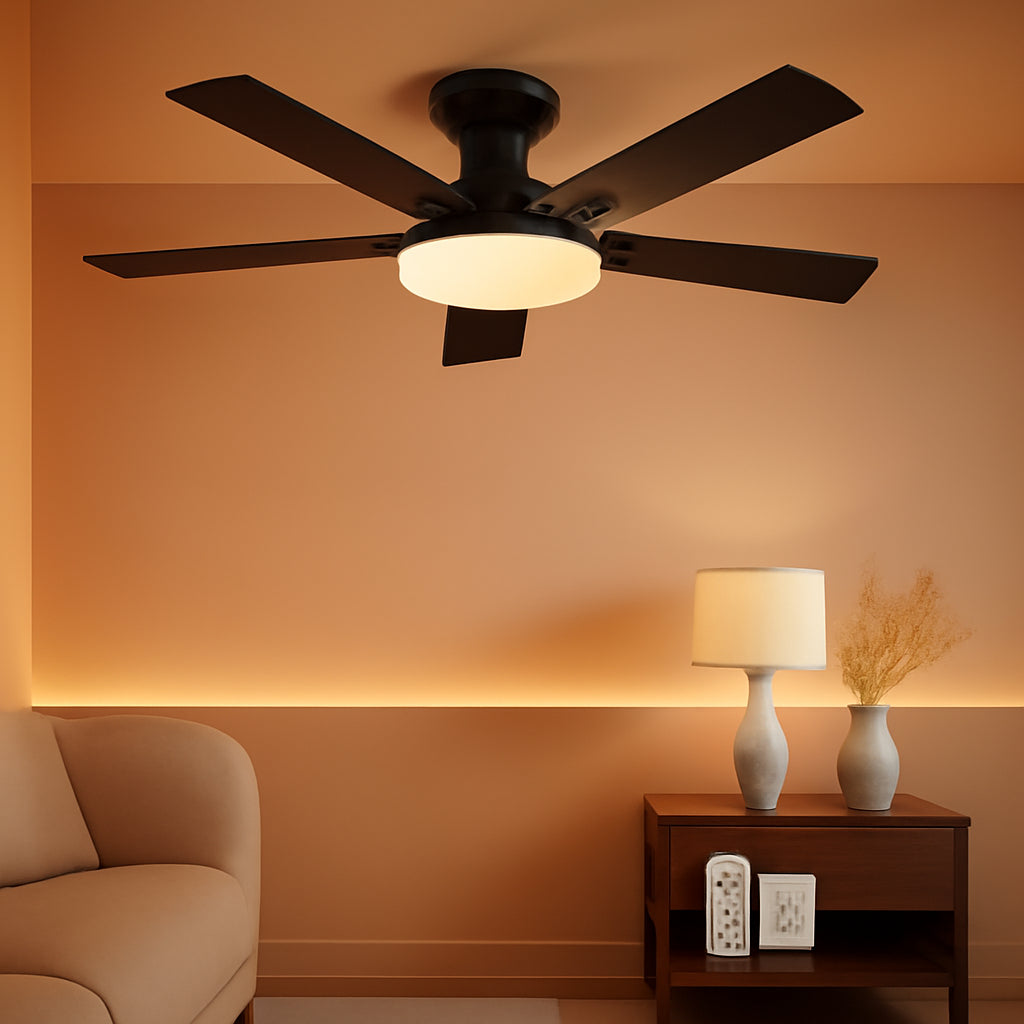 52 Inches Black Ceiling Fan Noiseless Remote Control-0