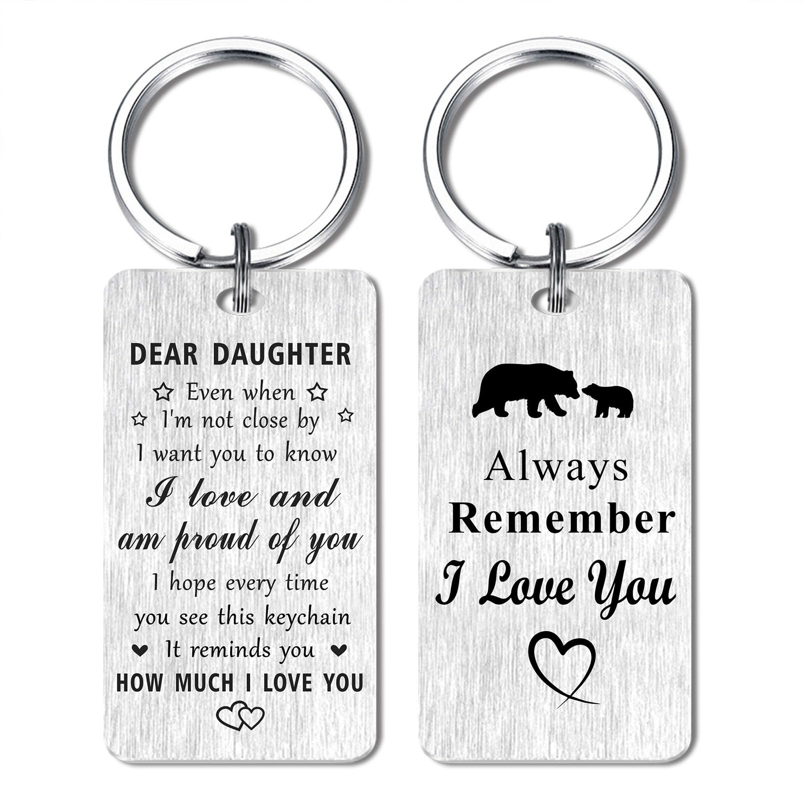 Jzxwan Daughter Gifts Keychain I Love You Daughter Christmas Key Chain Proud of Daughter Birthday Gifts Mothers Day Christmas Key Chain Daughter Xmas Present