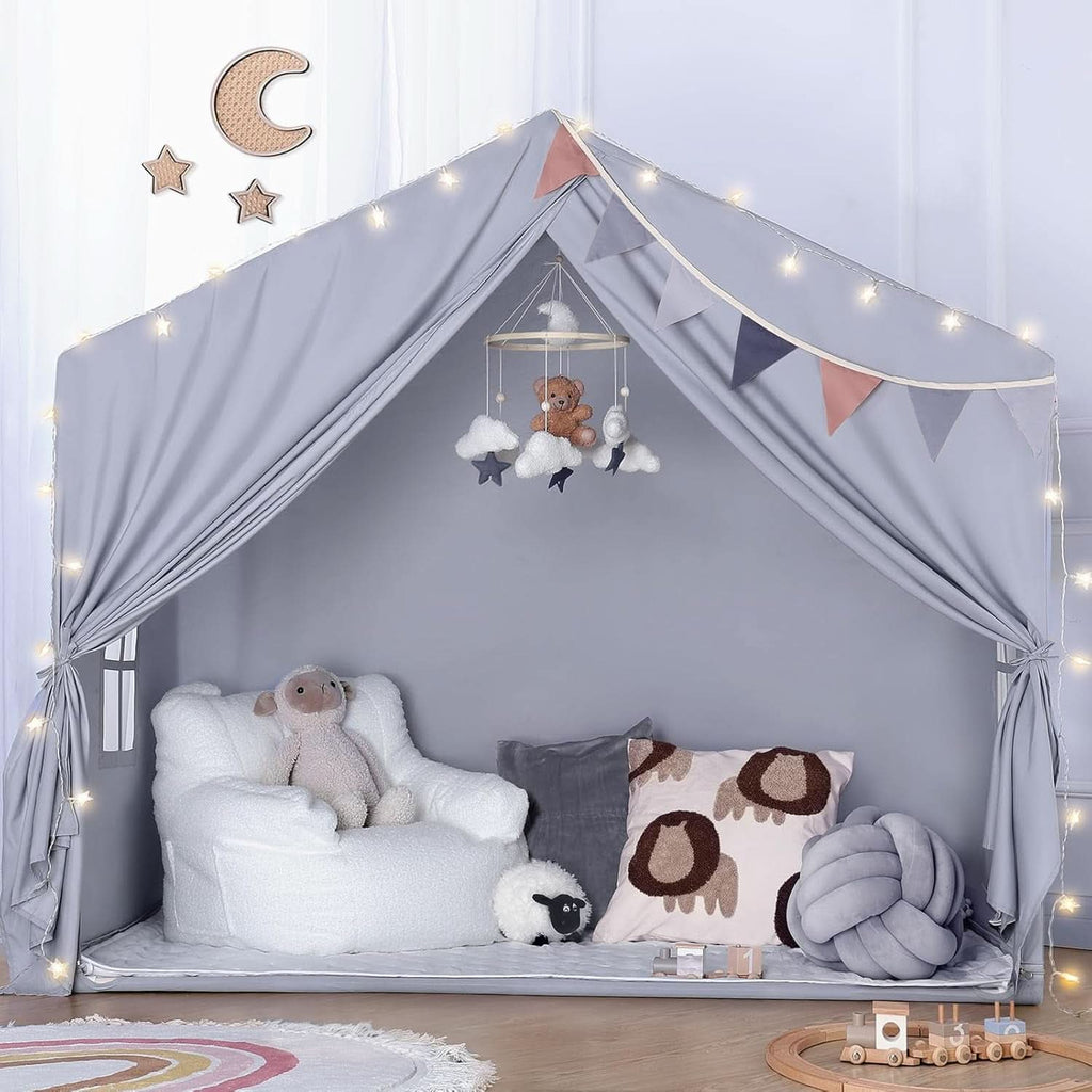 Oversized Gray Indoor Playhouse Tent With Illumination-0