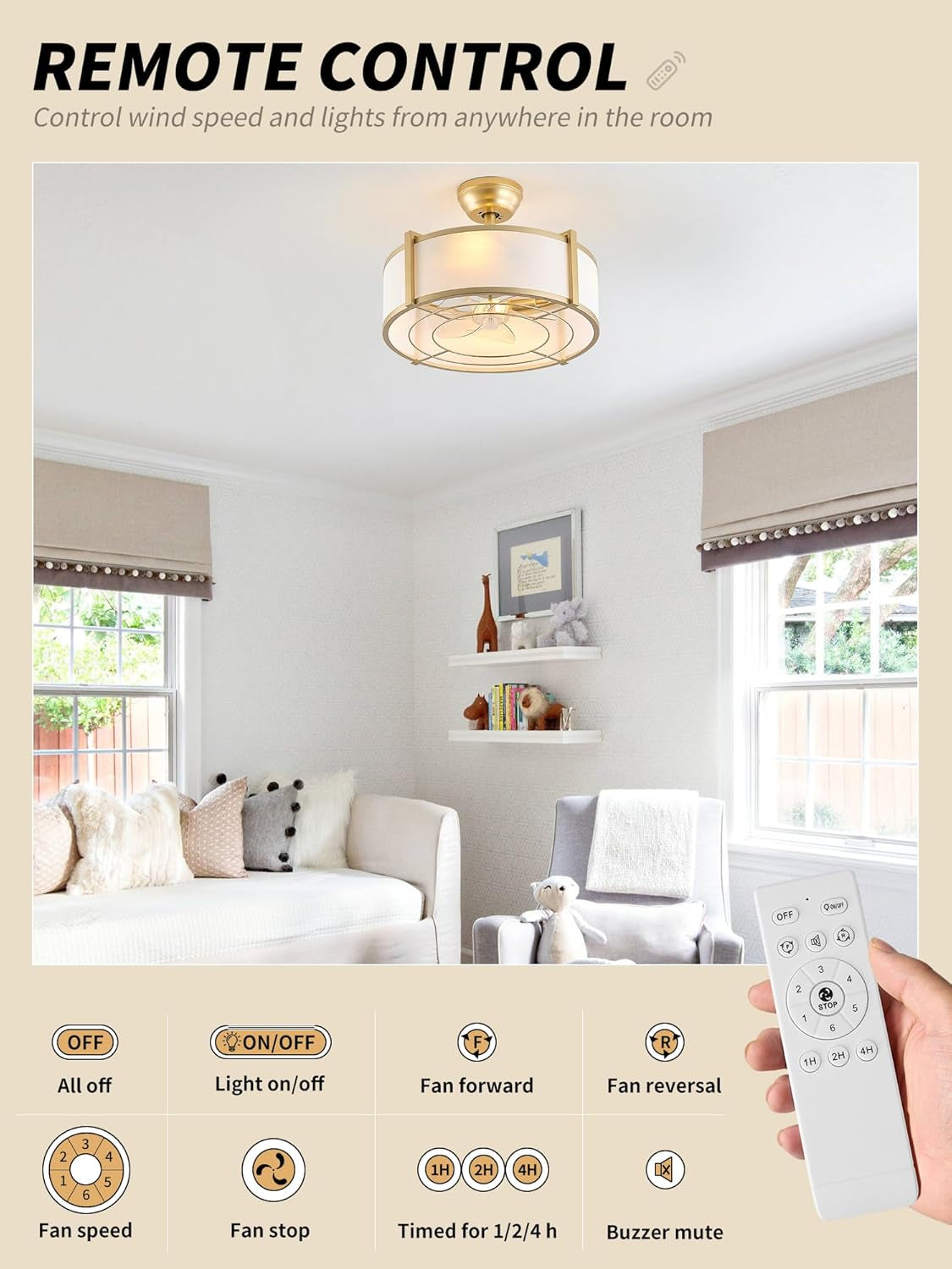 Gold Twenty Inch Boho Iridescent Crystal Ceiling Fan-2