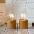 6.5" Tall Ceramic Set of 2 Wood Grain Table Lamp-0
