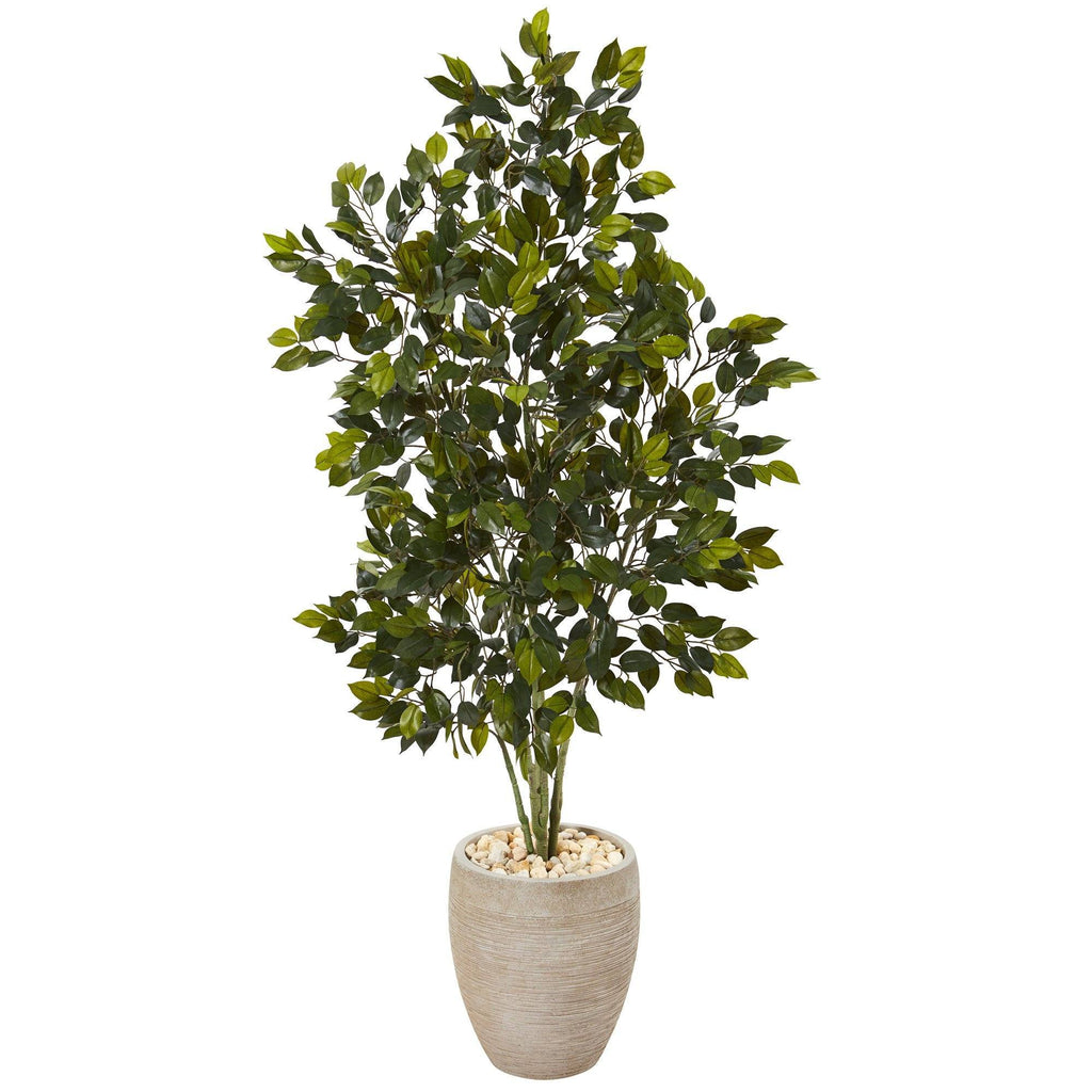 Artificial Ficus Tree in Planter, 53"-0