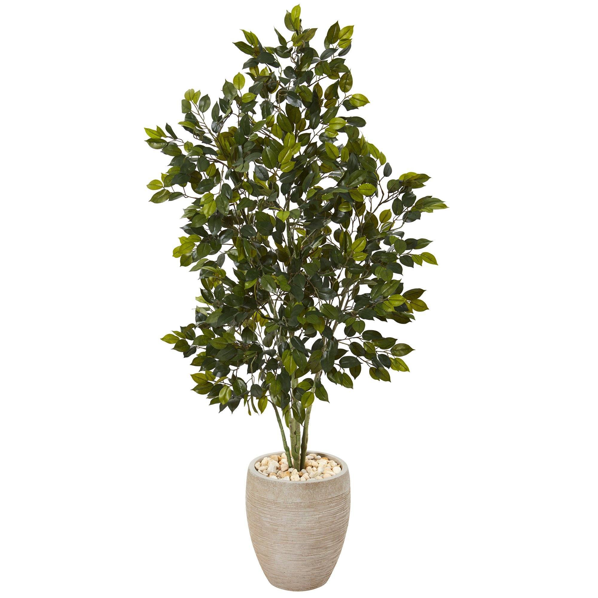 Artificial Ficus Tree in Planter, 53"-0