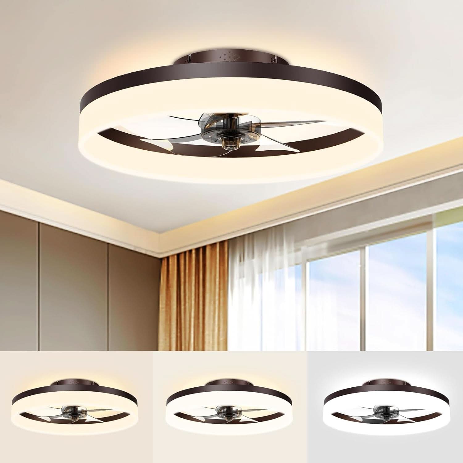 Smart Bladeless Ceiling Fan With Remote And LED Lights-1