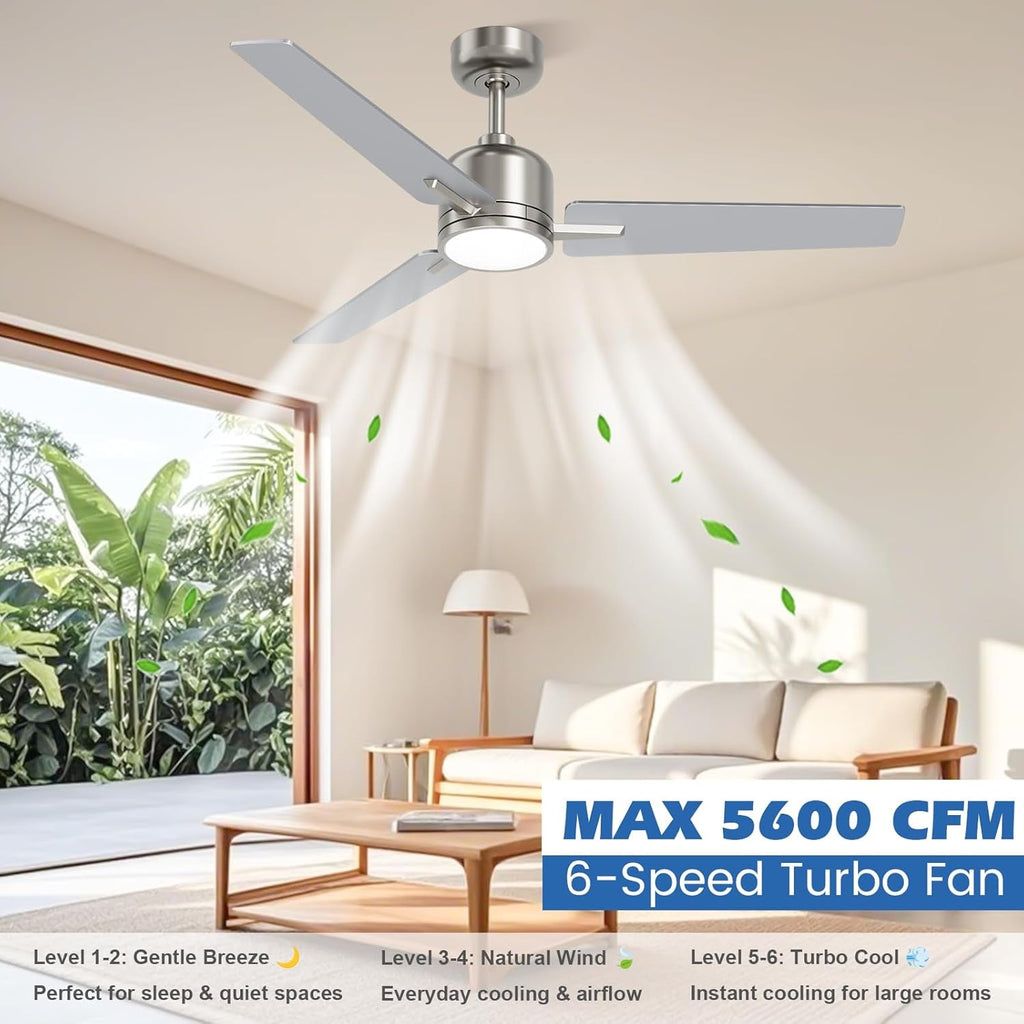 52 Inch Brushed Nickel Ceiling Fan Energy Efficient-2