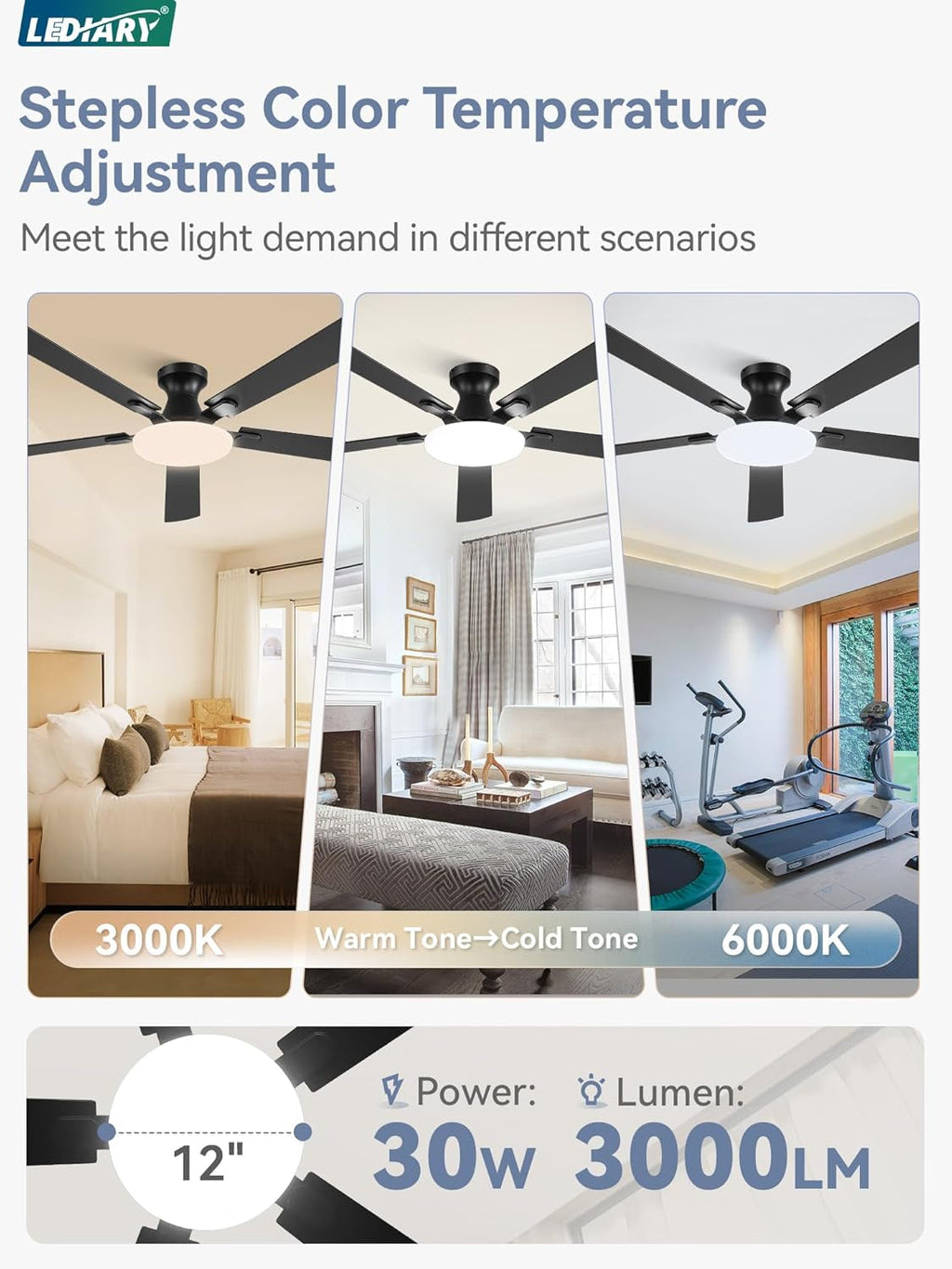 60 Inch Ceiling Fan Ultra High Efficiency LED Lighting-2