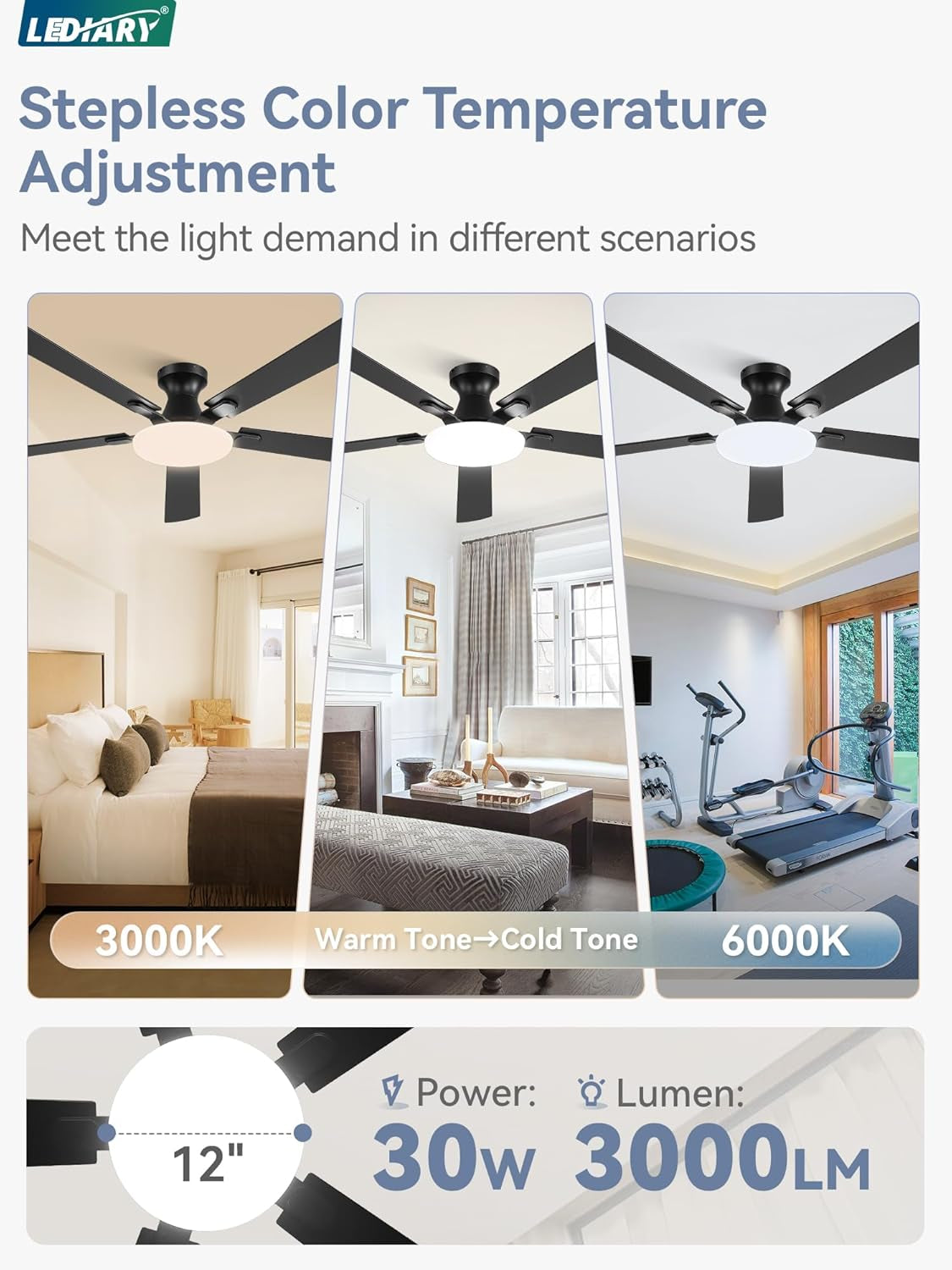 60 Inch Ceiling Fan Ultra High Efficiency LED Lighting-2