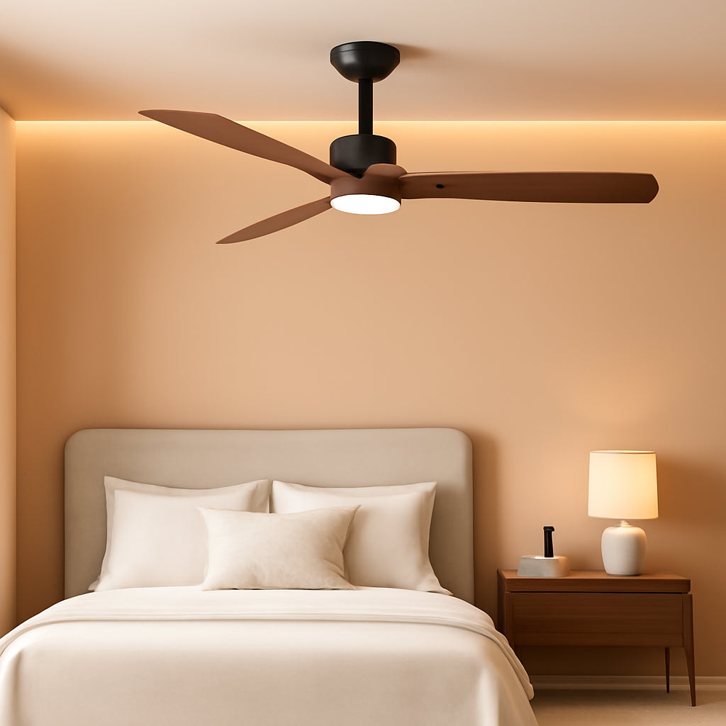 Jet Black 52Inch Ceiling Fan Dimmable Remote Lighting-0