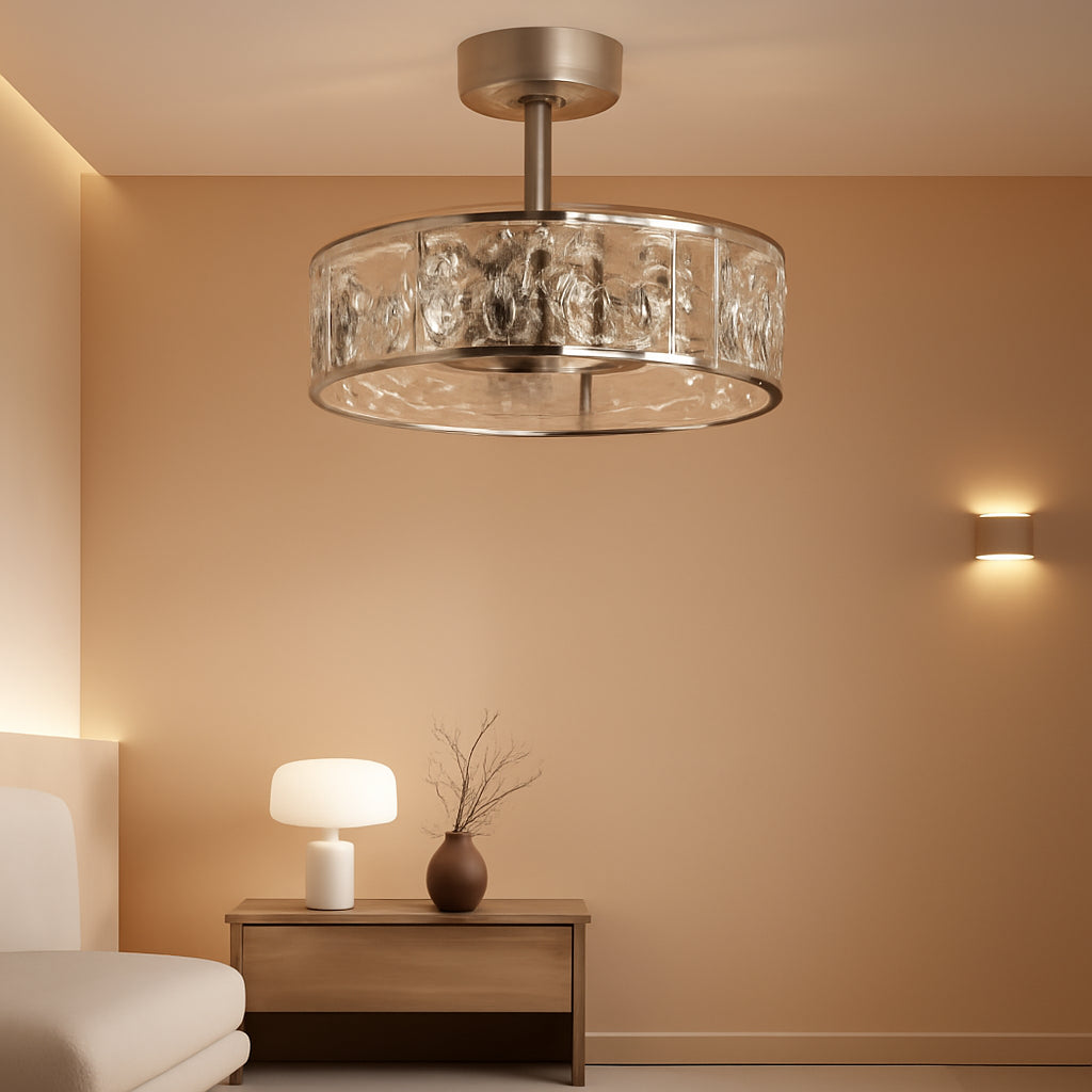 20-Inch Crystal Chandelier Caged Ceiling Fan Remote-0