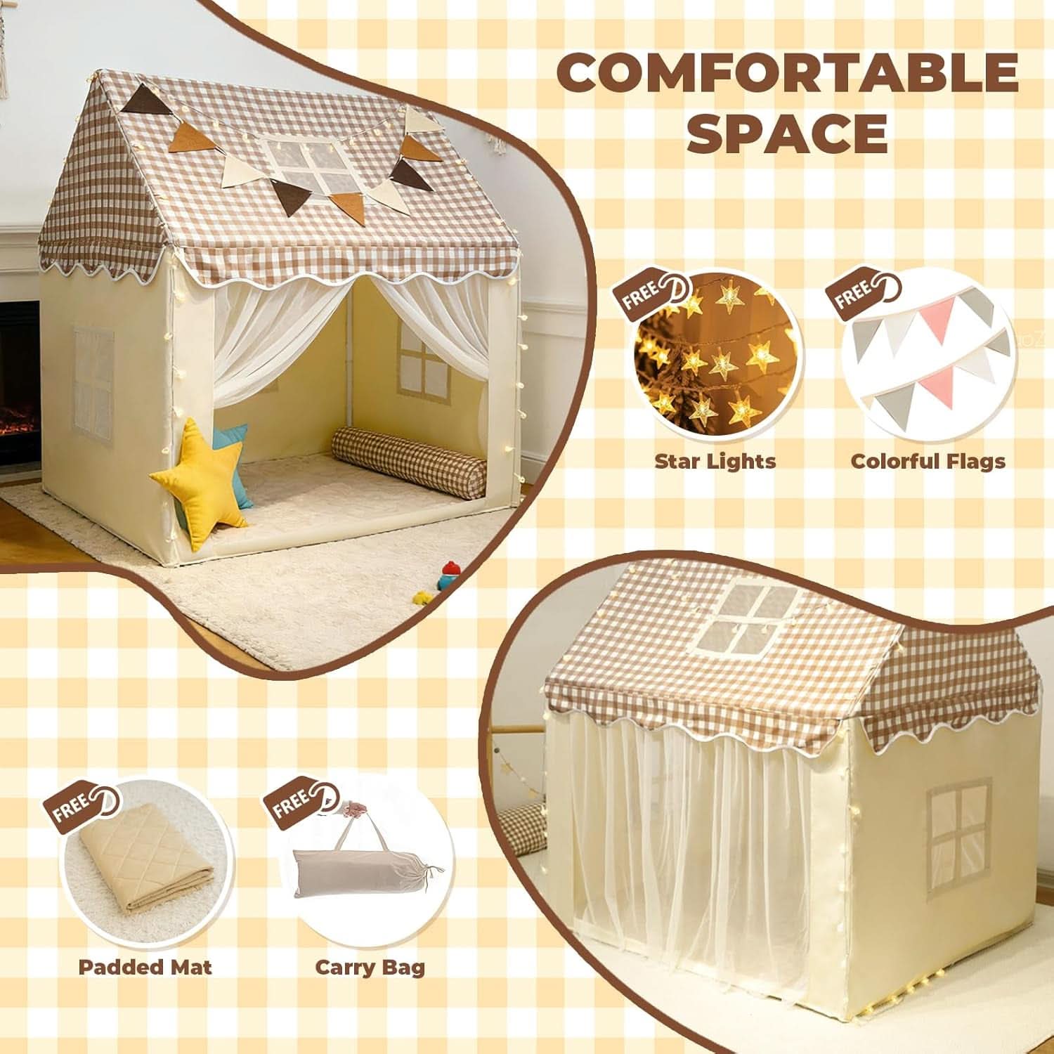 Large 47x40x52 Inches Indoor Outdoor Playhouse Tent-1