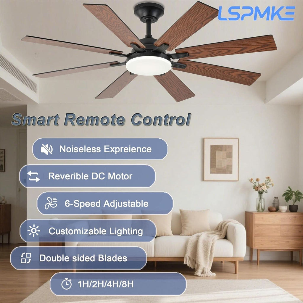 52 Inches Ceiling Fan Ultraquiet Reversible Lights-1