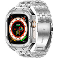 MioHHR Stainless Steel Watch Case with Bands Compatible with Apple Watch Band 49mm Metal Cover Bumper with iWatch Bands for Apple Watch Ultra/Ultra 2 Silver