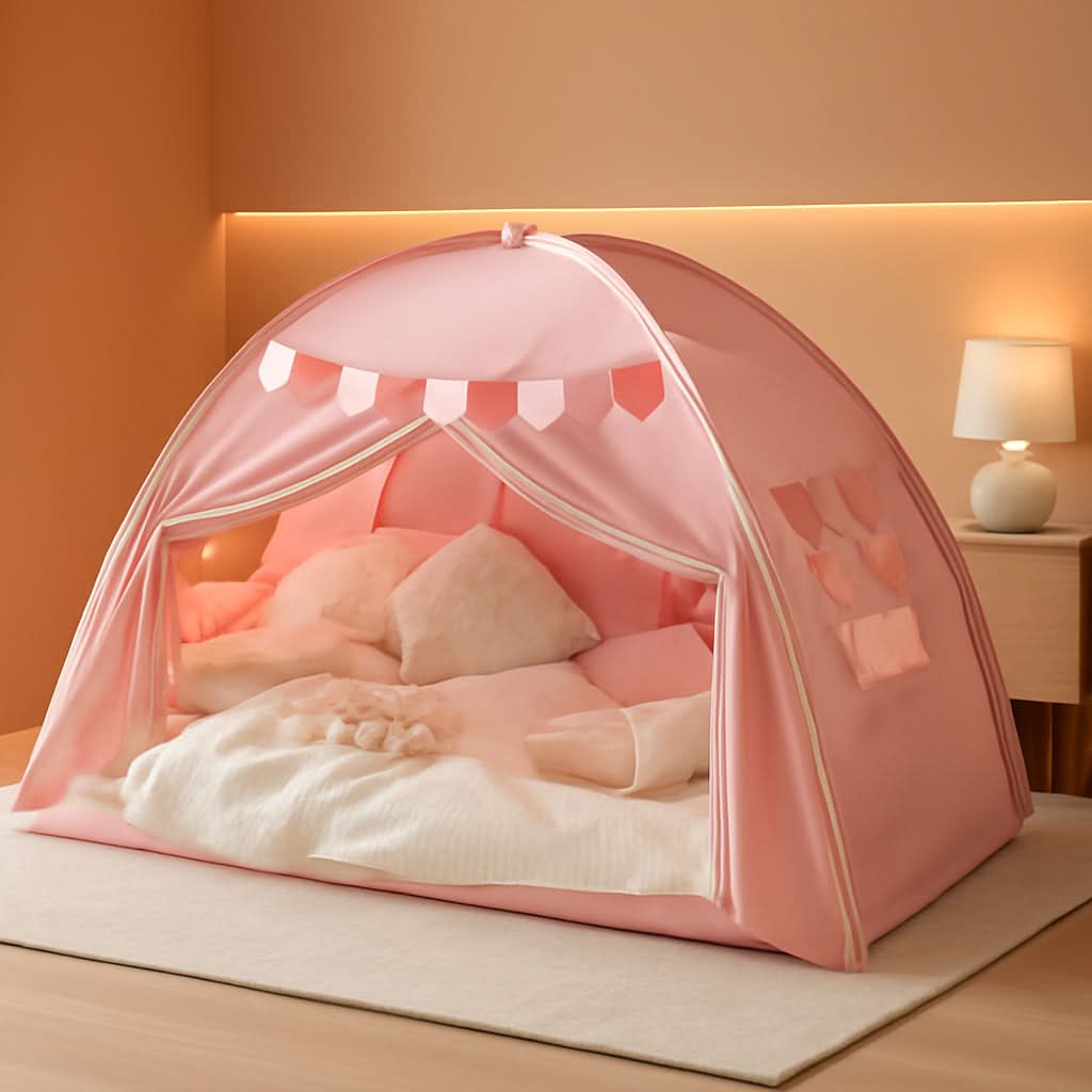Pink Twin Bed Tent Blackout PrivacyShield Multifunctional-0
