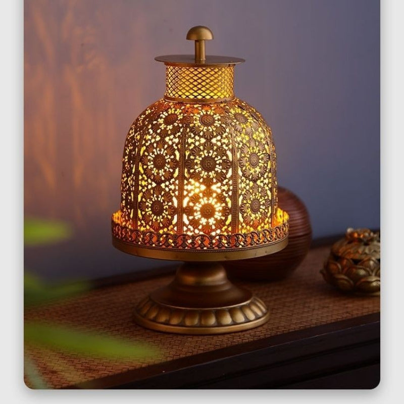 Vintage Moroccan Gold Lattice Candle Holder-3