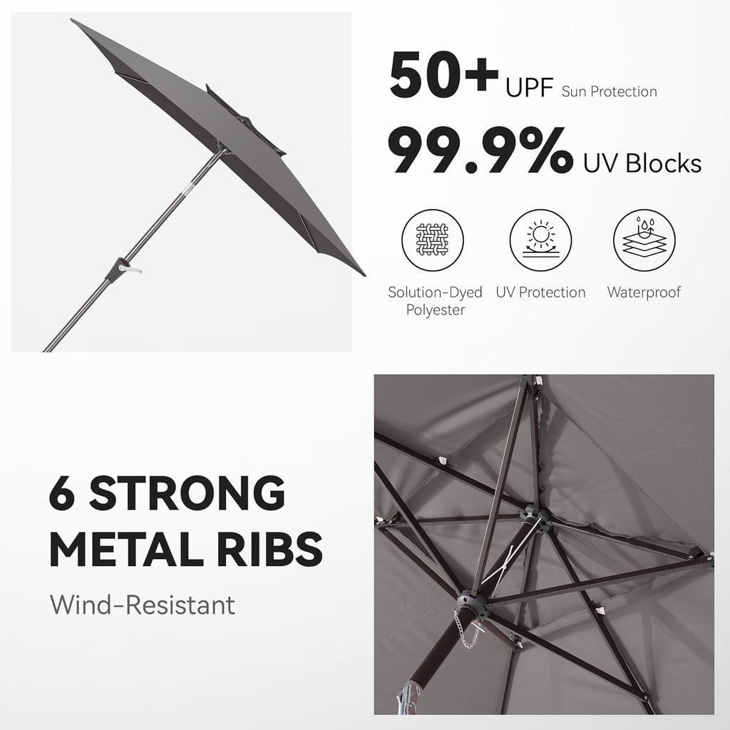 Rectangular Outdoor Patio Umbrella Six Point Six By Ten Feet Tilt-2