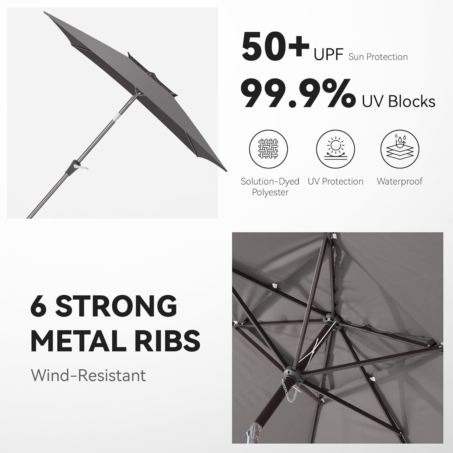 Rectangular Outdoor Patio Umbrella Six Point Six By Ten Feet Tilt-2