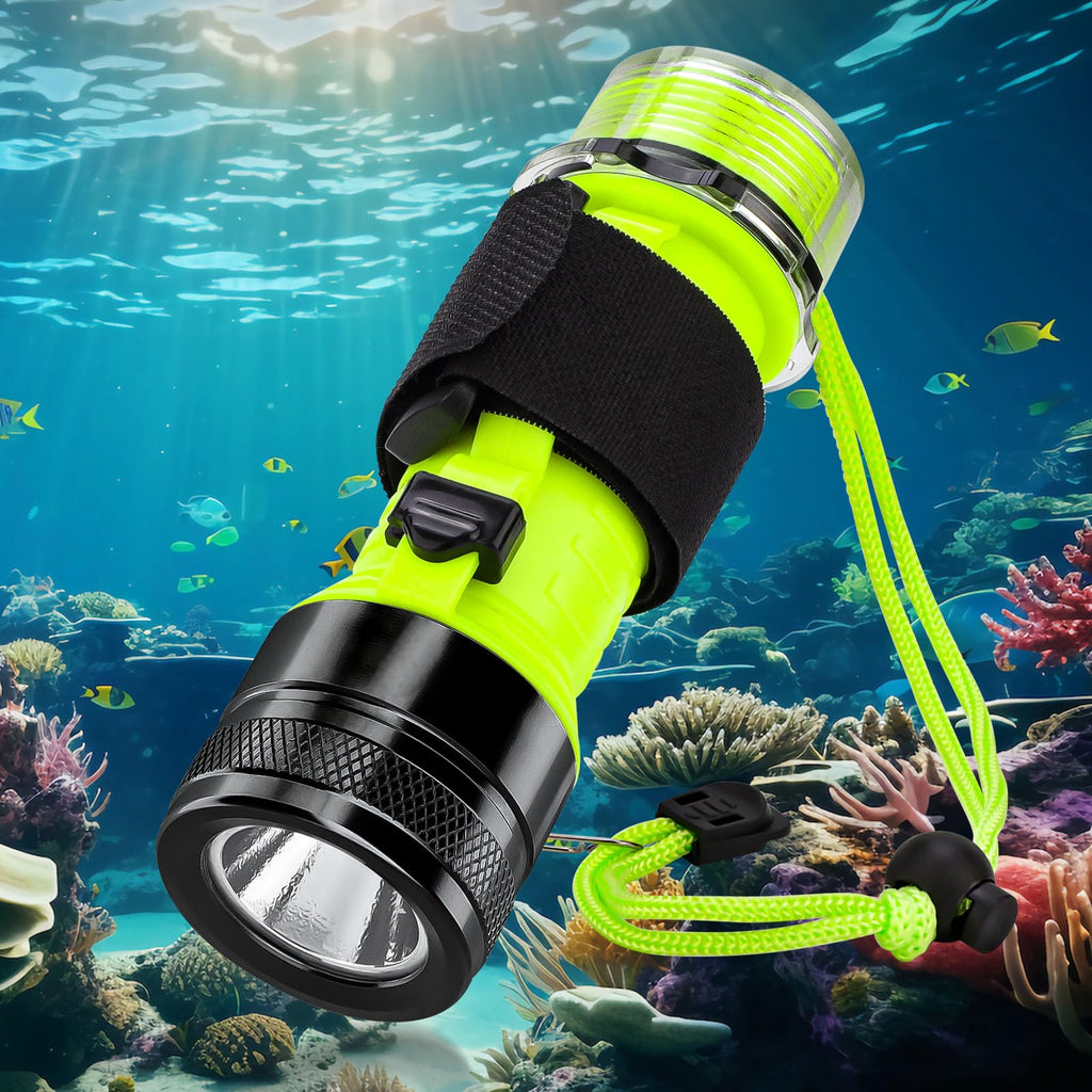BlueFire Rechargeable Diving Flashlight 1500 Lumen Scuba Diving Light 3 Modes Underwater IPX8 Waterproof LED FlashlightNight Dive Torch Submersible Light for Outdoor Under Water Sports