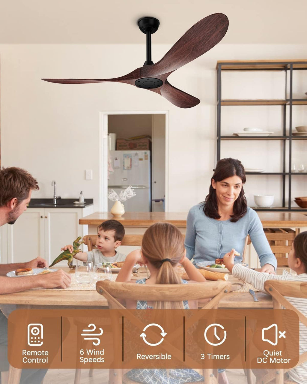 52Inches Weather proof Outdoor Ceiling Fan No Light Remote-1