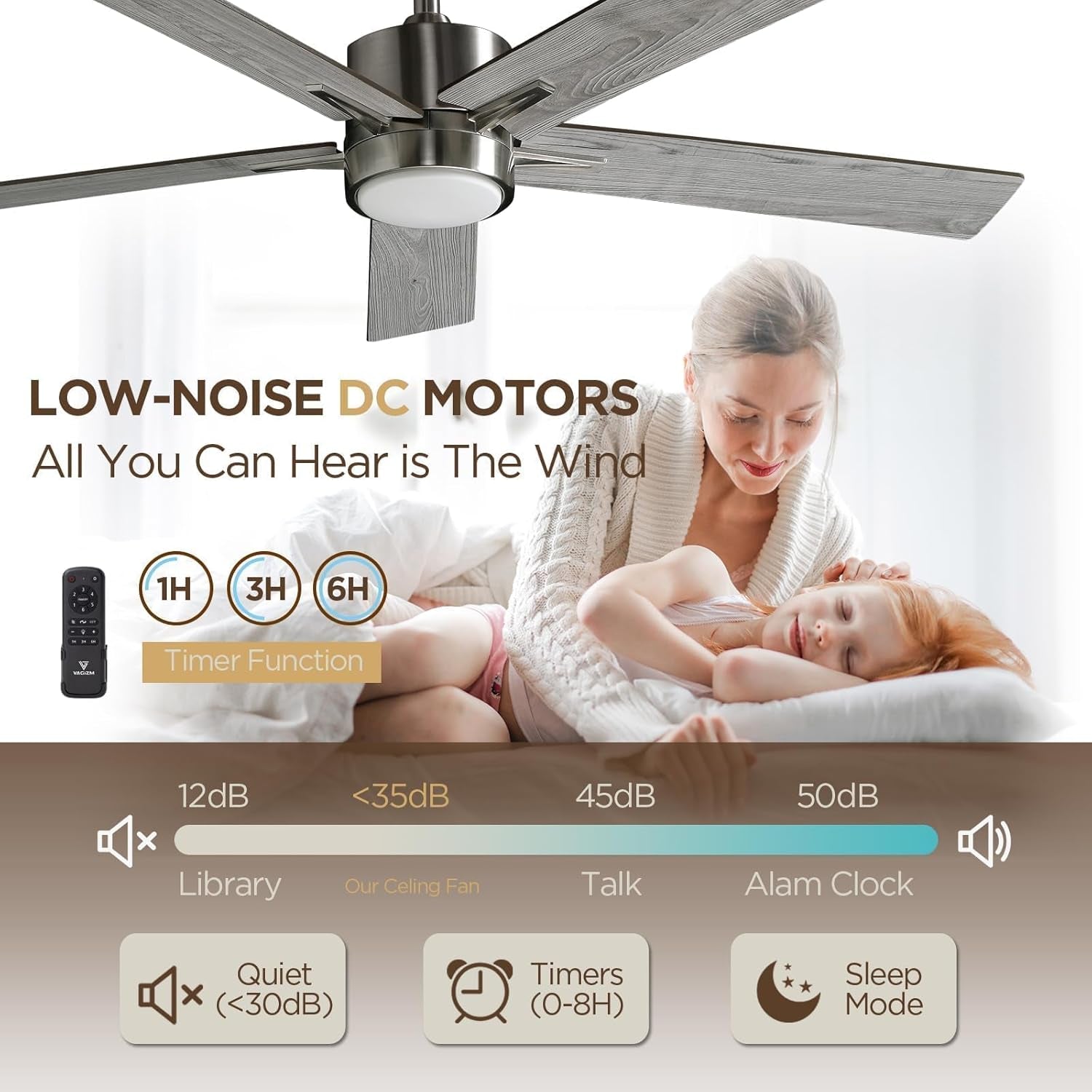 52 Inch Brushed Nickel Ceiling Fan Remote Controlled-4