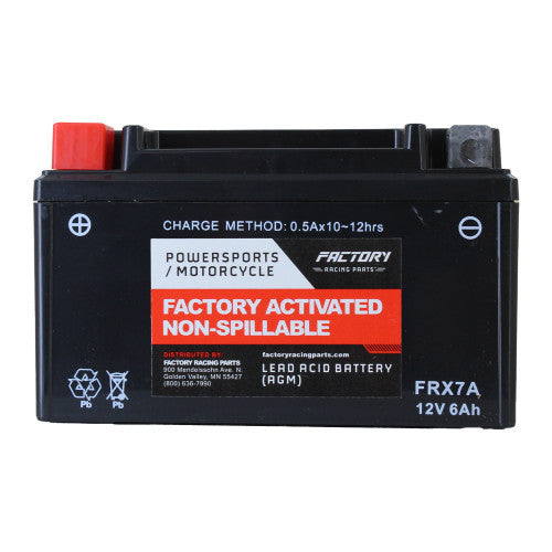 Factory Racing Parts AGM Battery FRX7A For ATVs, Offroad Motorcycles, and Scooters YTX7A-BS, BTX7A-BS-2