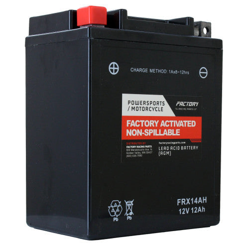 Factory Racing Parts AGM Battery FRX14AH For ATVs, UTVs, Motorcycles, Snowmobiles YTX14AH, YB14-A2-0