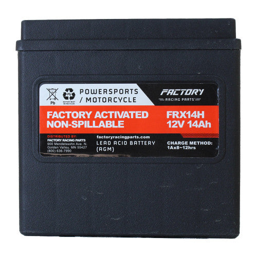 Factory Racing Parts AGM Battery FRX14H For Harley Davidson VRSCR Street Rod 2007 YTX14H KMX14 YTX14-1