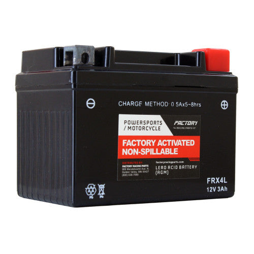 Factory Racing Parts AGM Battery FRX4L For ATVs, Motorcycles, and Scooters YTX4L-BS, BTX4L-BS-0