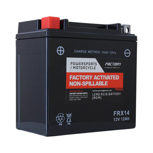 Factory Racing Parts AGM Battery FRX14 For ATVs, UTVs, Motorcycles, Snowmobiles, & Scooters YTX14-0