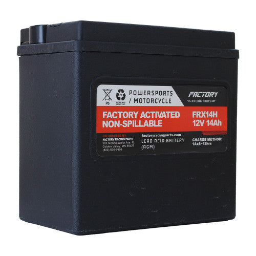 Factory Racing Parts AGM Battery FRX14H For Harley Davidson VRSCR Street Rod 2007 YTX14H KMX14 YTX14-0