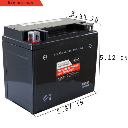 Factory Racing Parts AGM Battery FRX12 For ATVs, Motorcycles, and Scooters YTX12, YTX12-BS, BTX12-BS-1